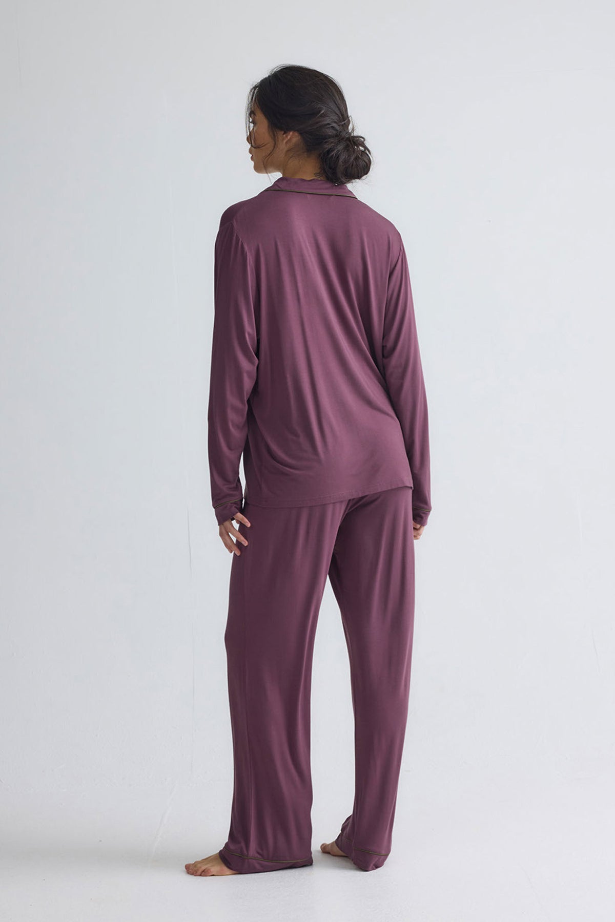 Bamboo New Classic Long Pyjama Set In Huckleberry