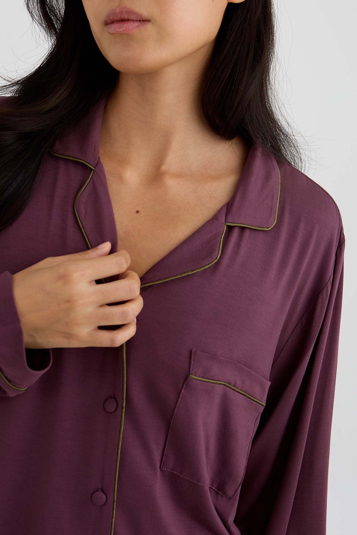Bamboo New Classic Long Pyjama Set In Huckleberry