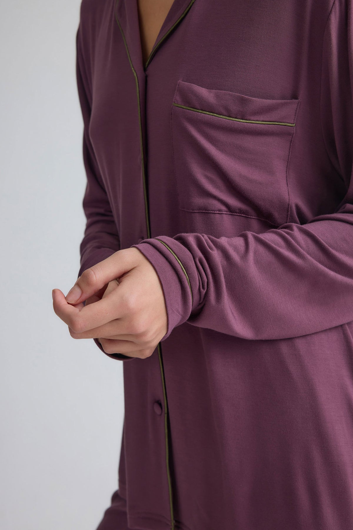 Bamboo New Classic Long Pyjama Set In Huckleberry