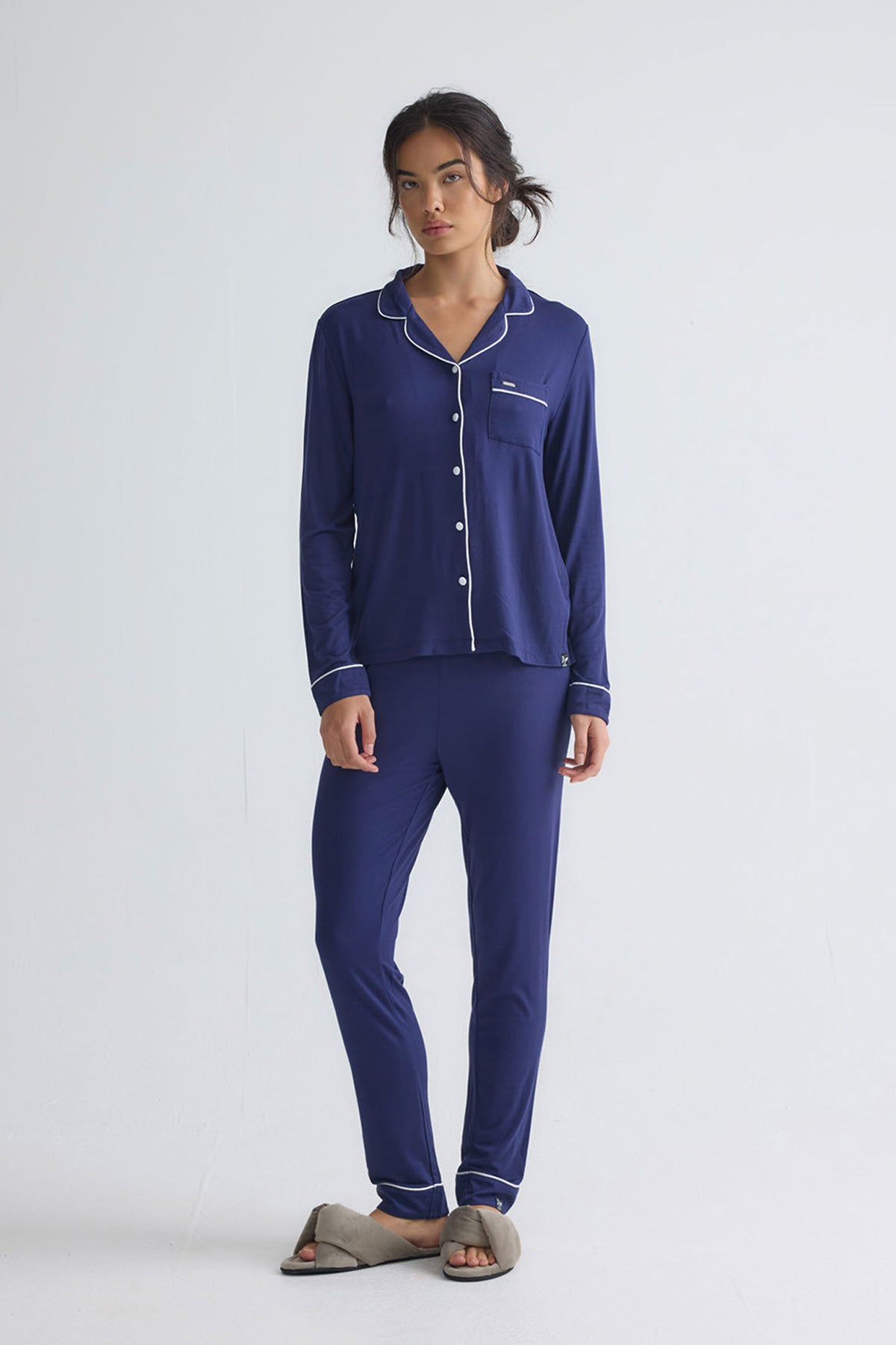 Bamboo Long Pyjama Set in Midnight