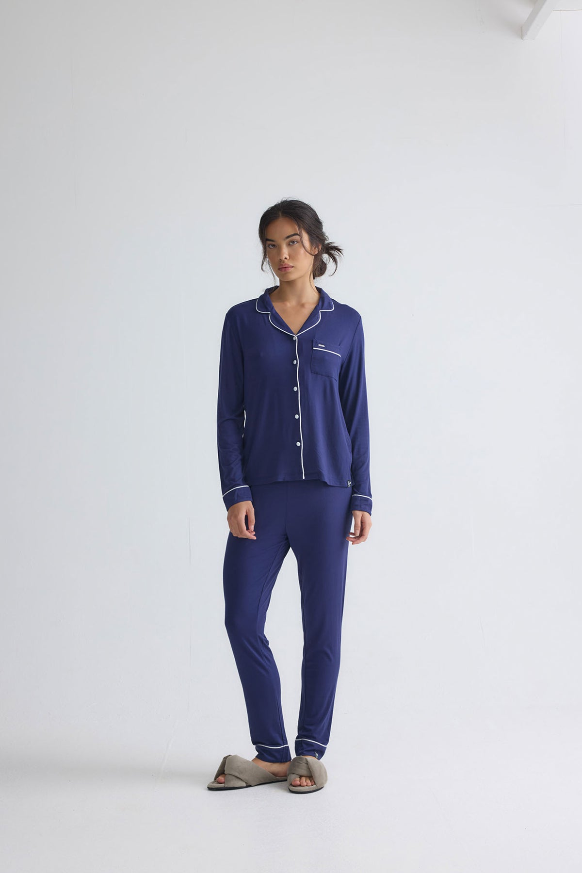 Bamboo Long Pyjama Set in Midnight
