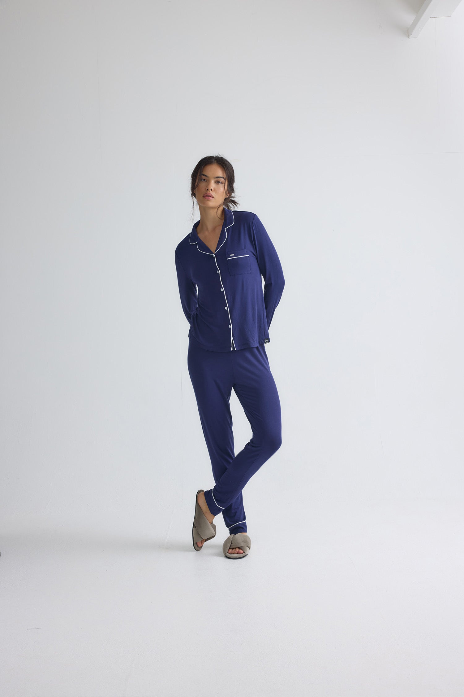 Bamboo Long Pyjama Set in Midnight
