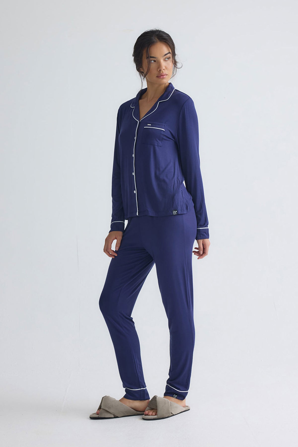 Bamboo Long Pyjama Set in Midnight