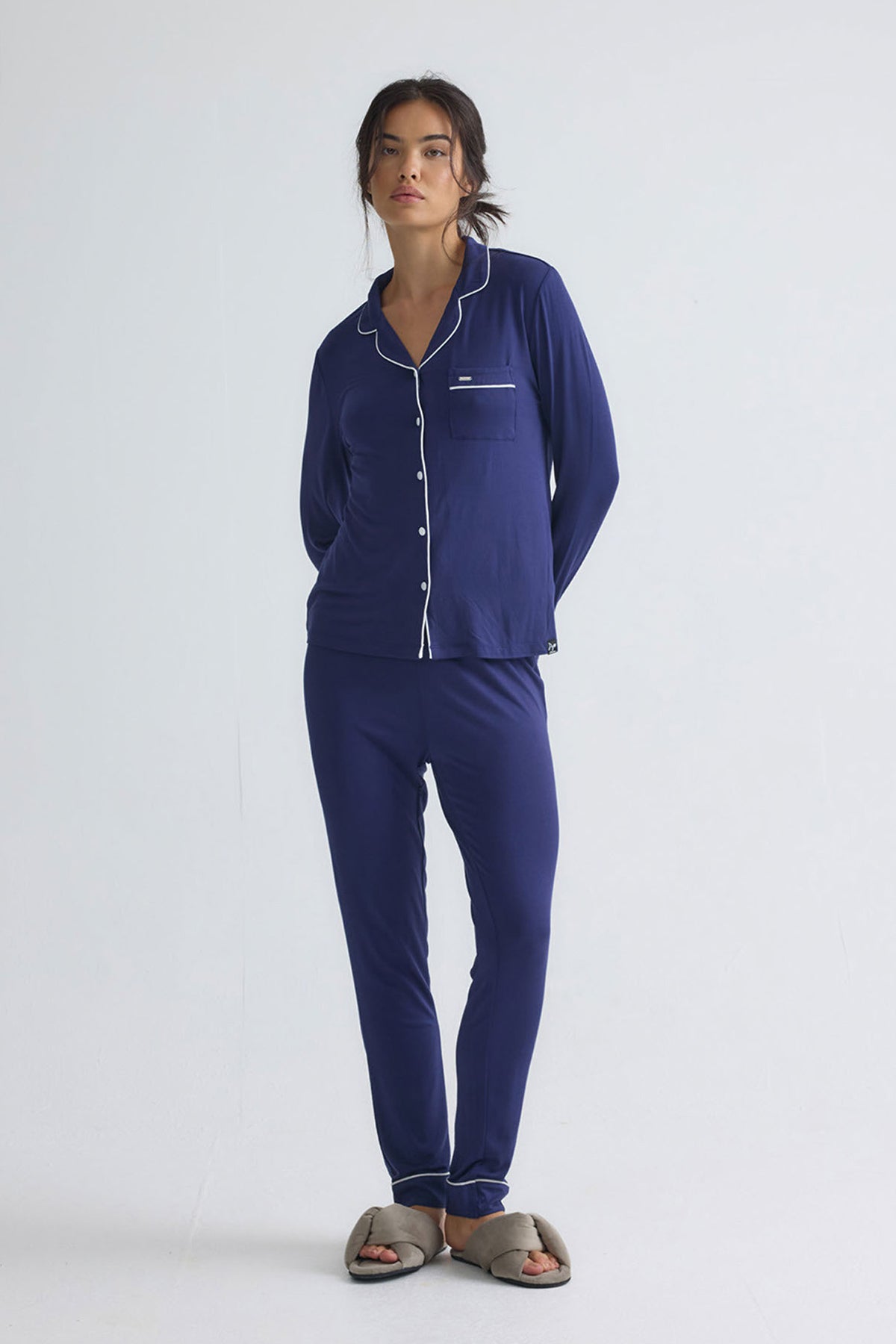 Bamboo Long Pyjama Set in Midnight