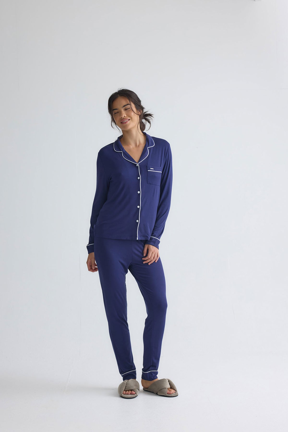 Bamboo Long Pyjama Set in Midnight