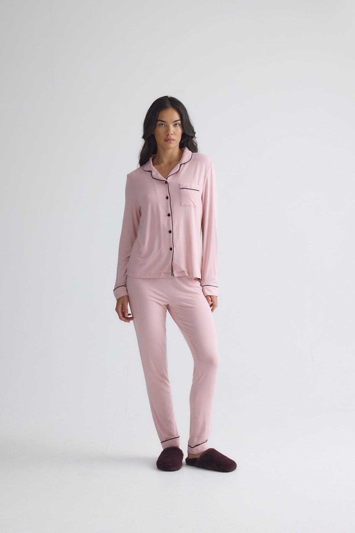 Bamboo Long Pyjama Set in Pink