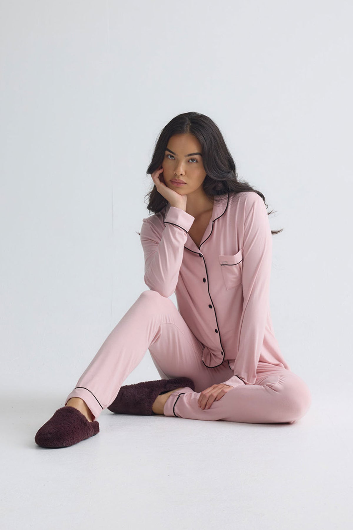 Bamboo Long Pyjama Set in Pink