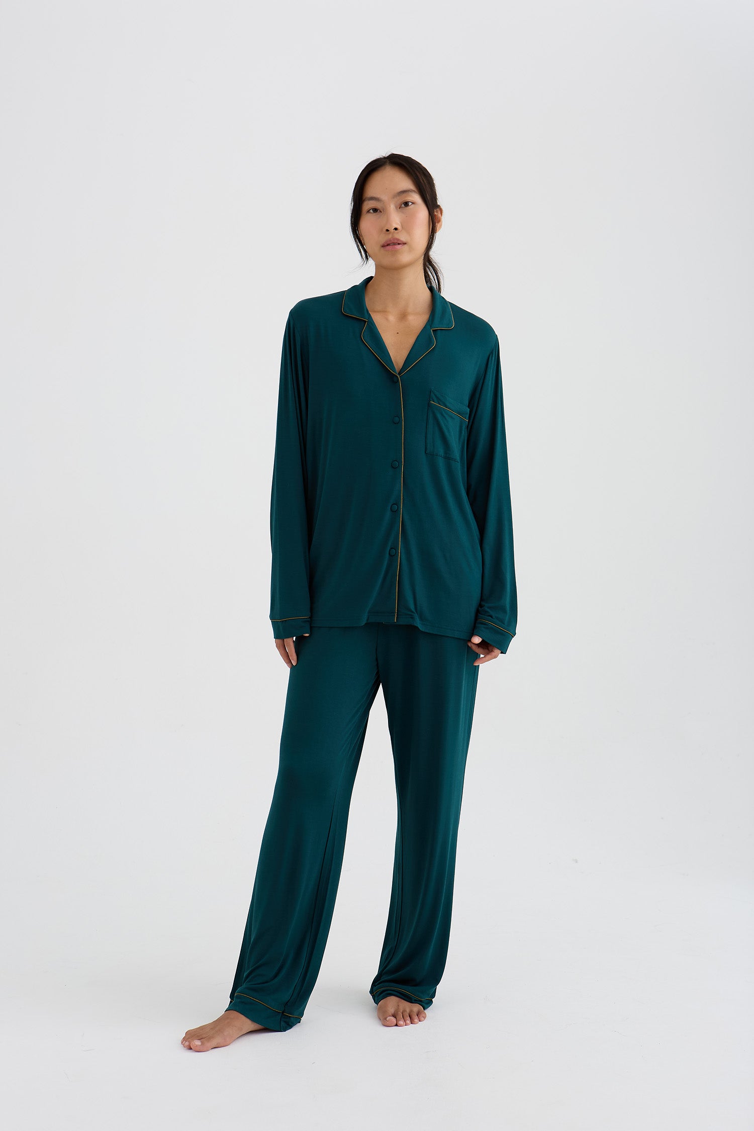 Bamboo New Classic Long Pyjama Set In Sea