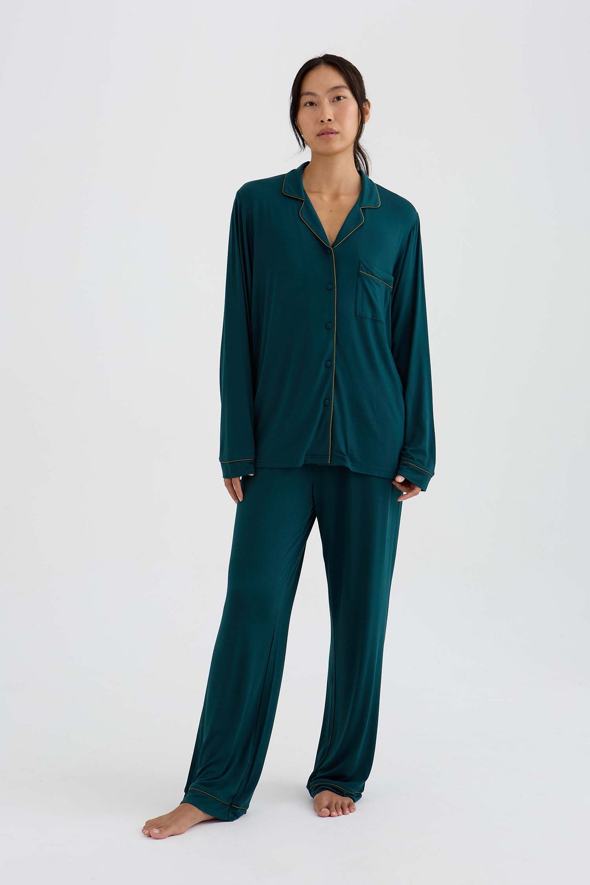 Bamboo New Classic Long Pyjama Set In Sea