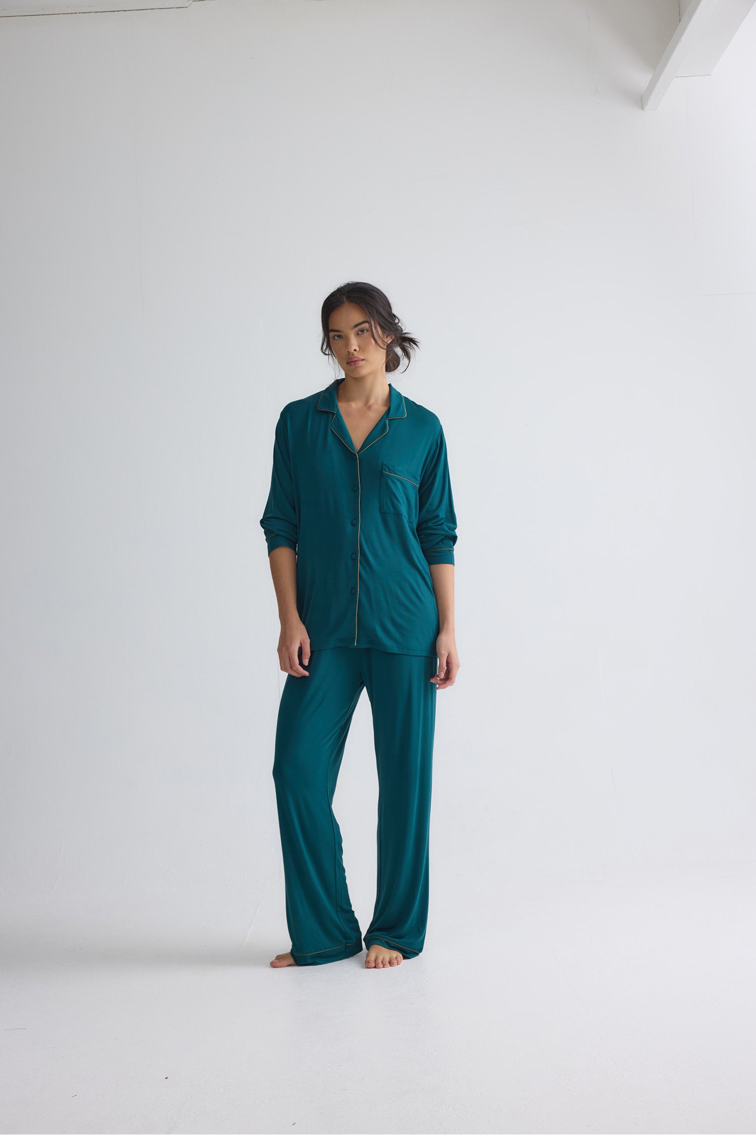 Bamboo New Classic Long Pyjama Set In Sea