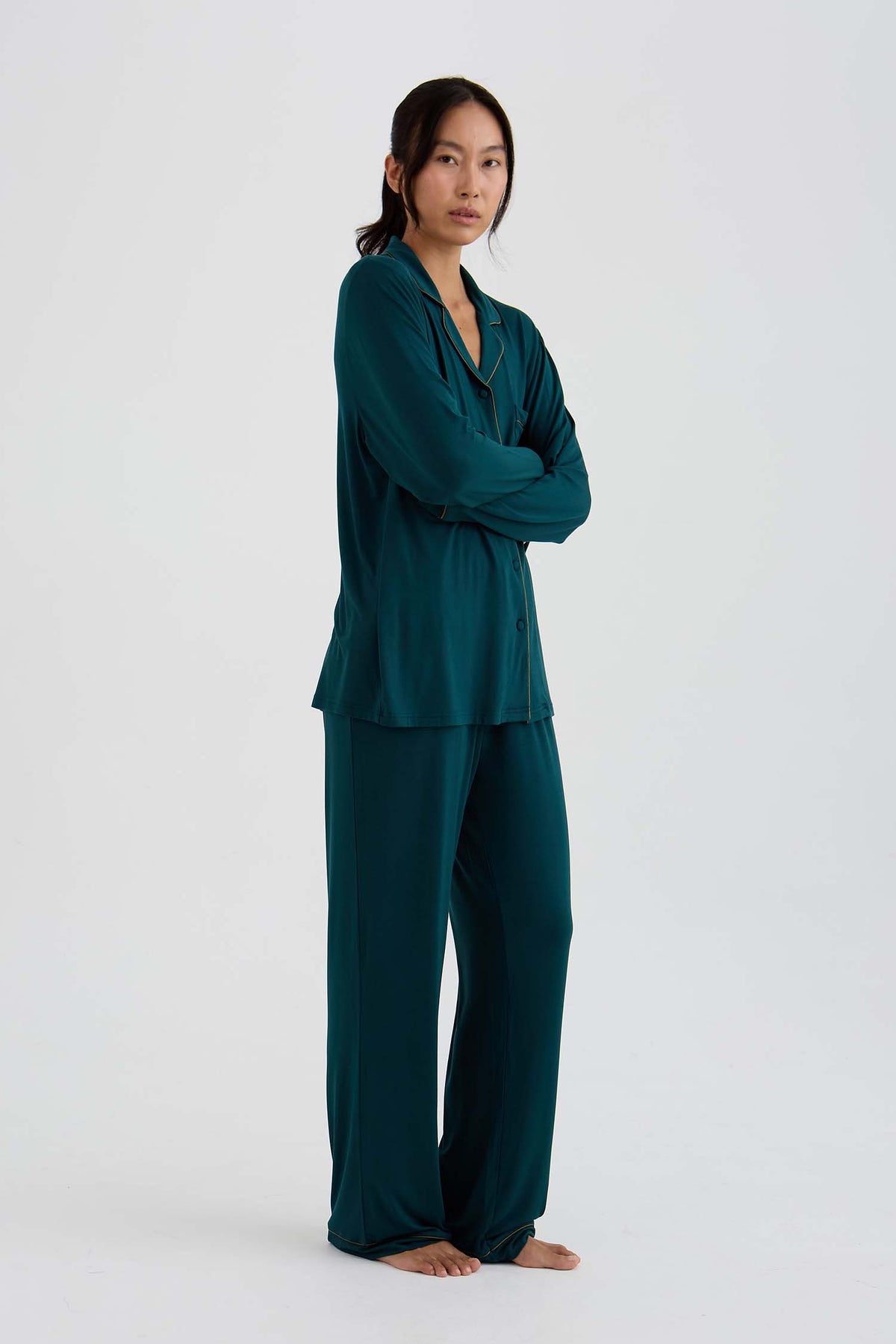 Bamboo New Classic Long Pyjama Set In Sea