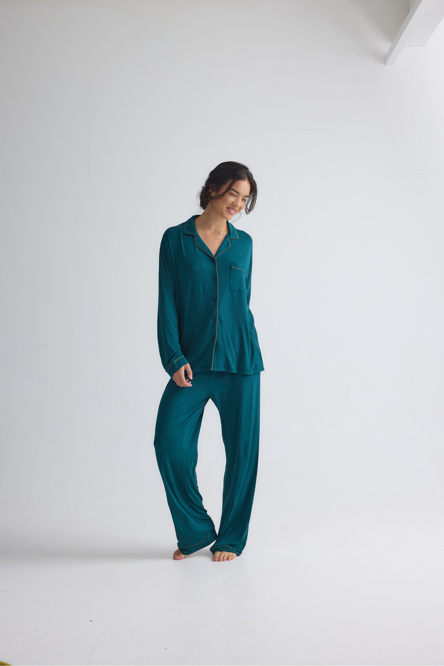 Bamboo New Classic Long Pyjama Set In Sea