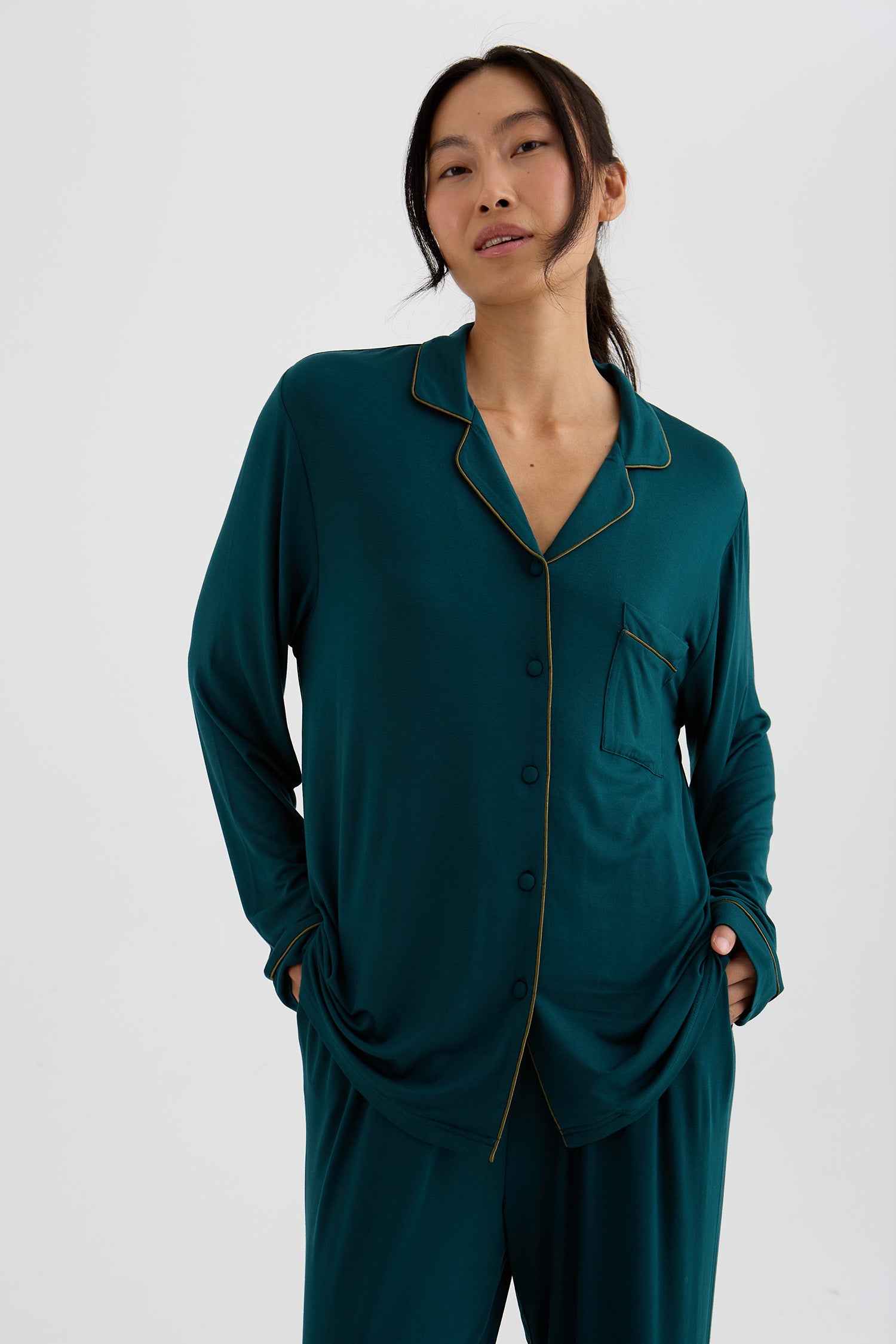 Bamboo New Classic Long Pyjama Set In Sea