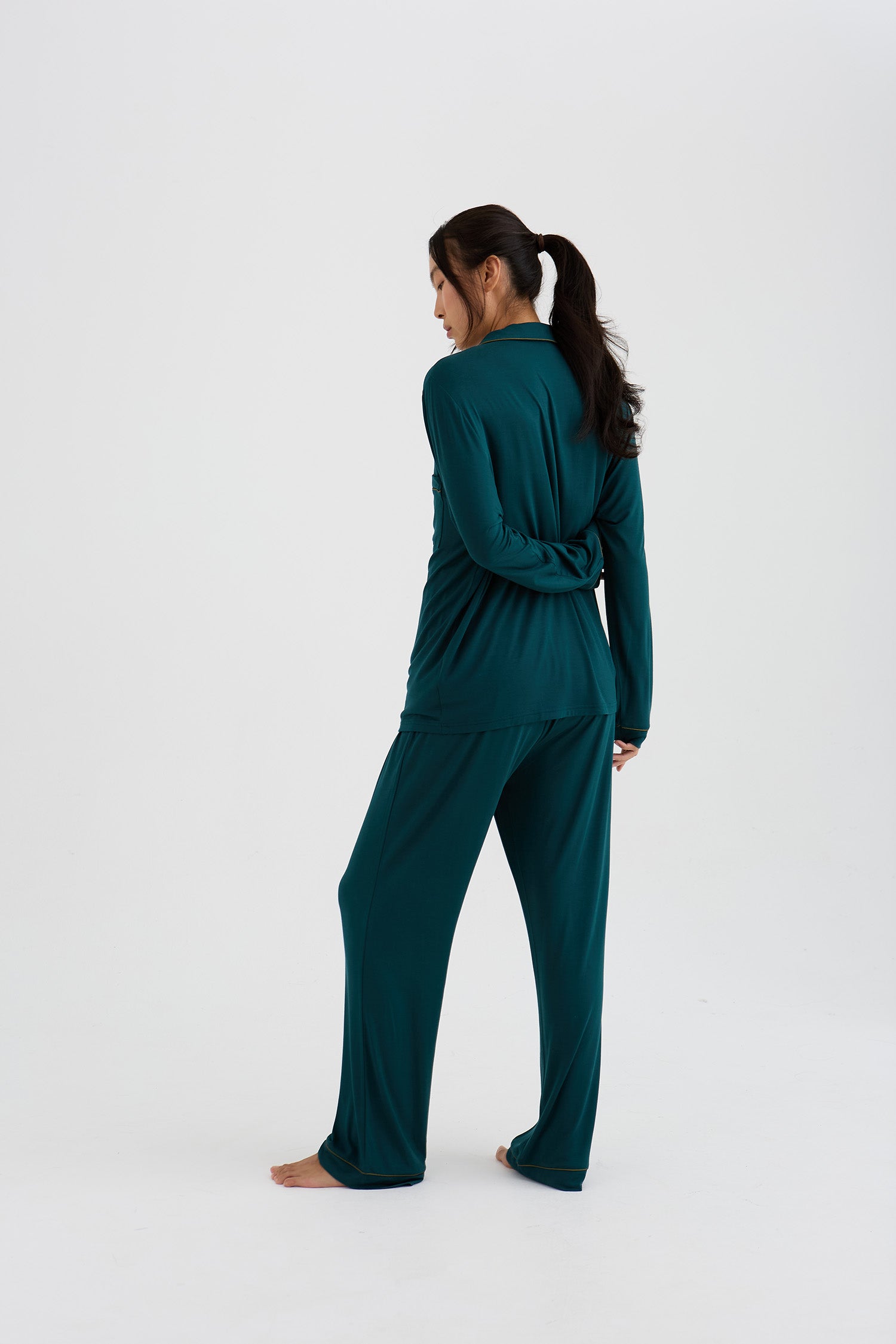 Bamboo New Classic Long Pyjama Set In Sea