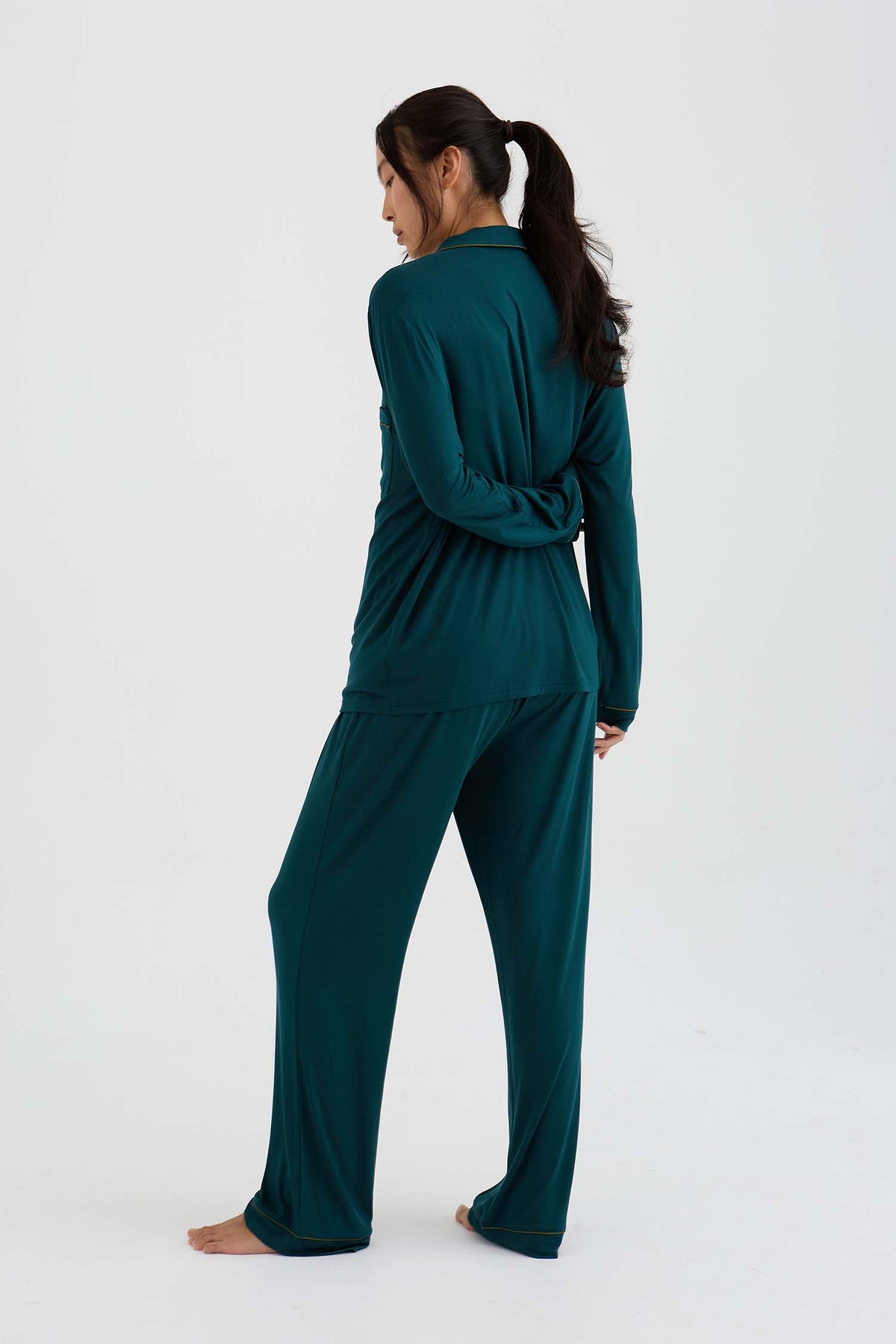 Bamboo New Classic Long Pyjama Set In Sea