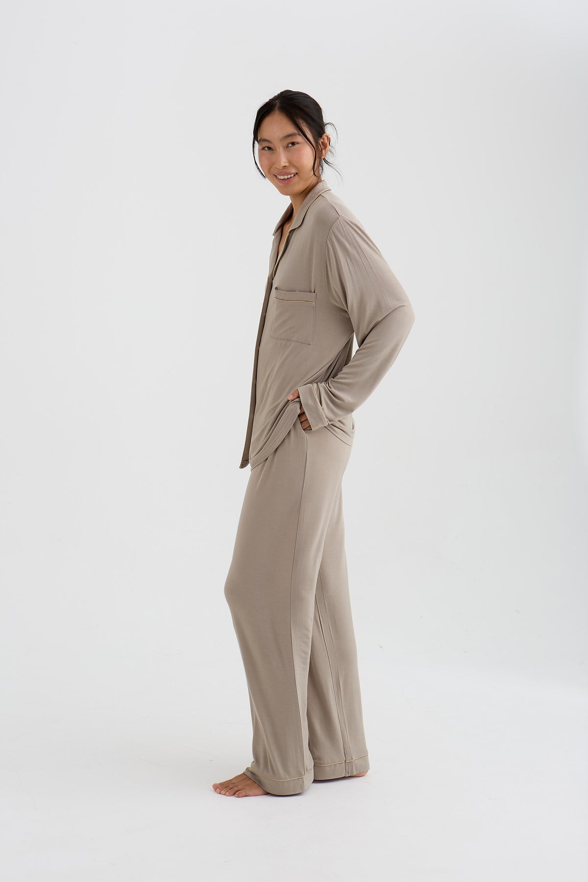 Bamboo Classic Long Pyjama Set Twig