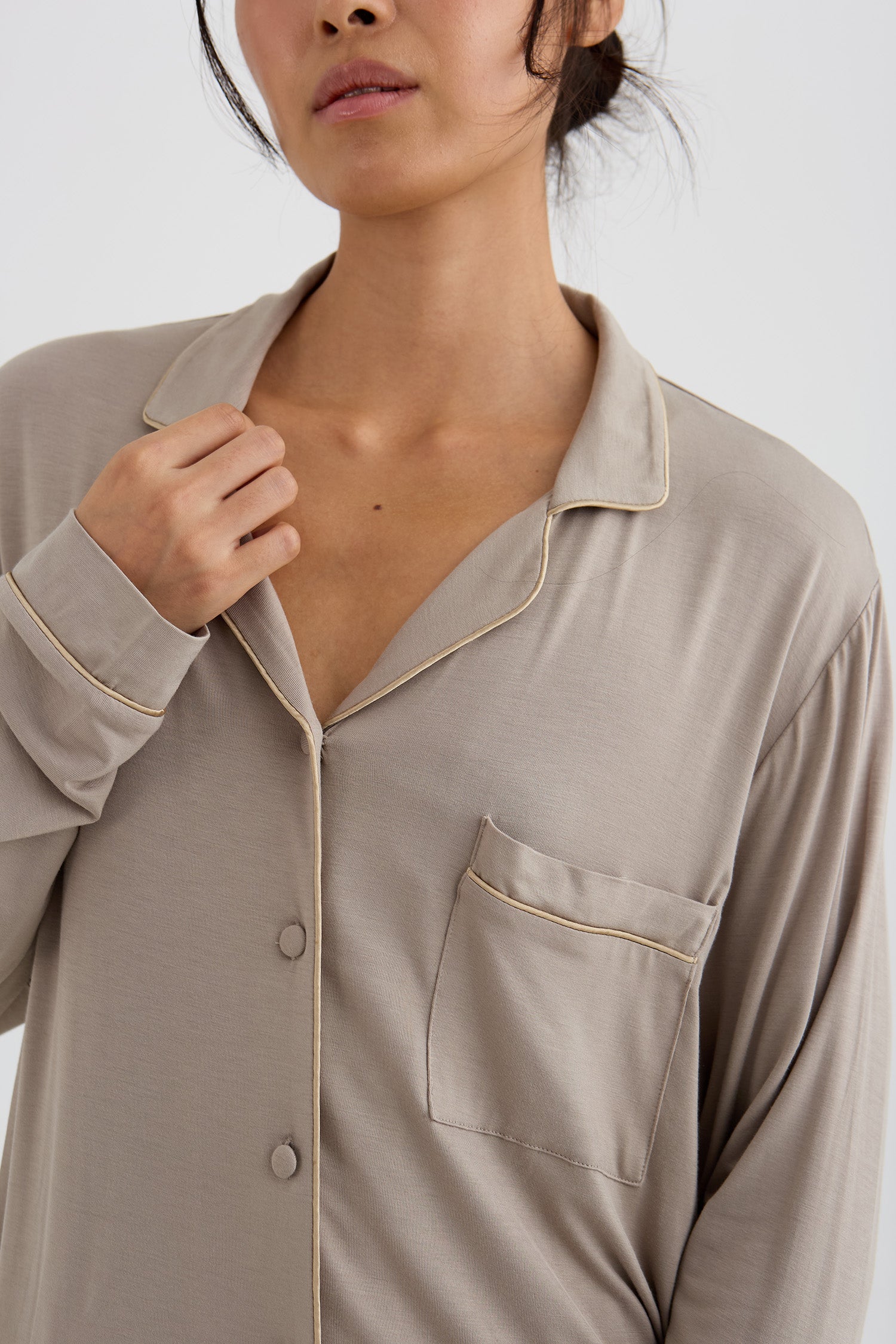 Bamboo New Classic Long Pyjama Set In Twig