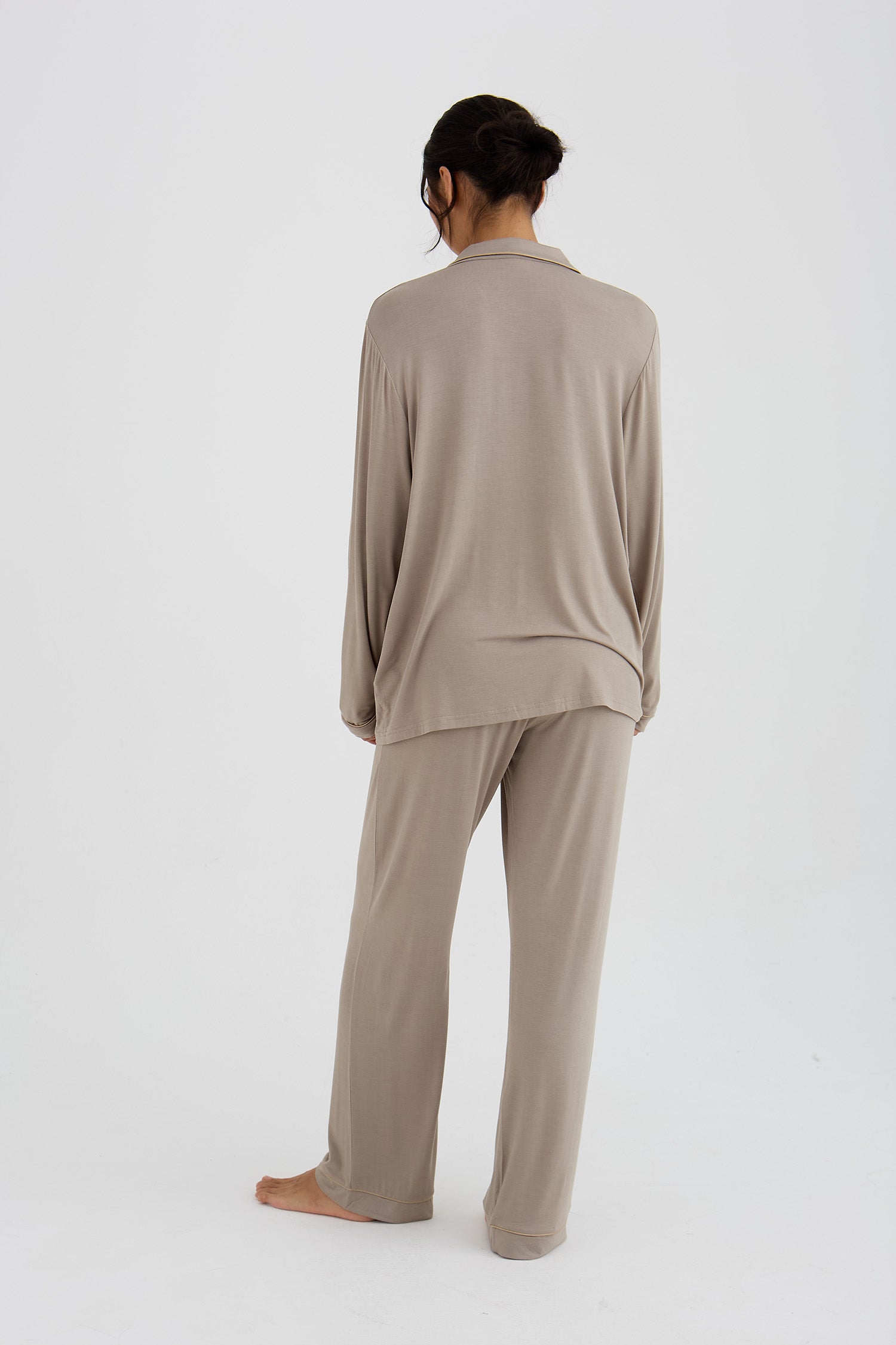 Bamboo New Classic Long Pyjama Set In Twig