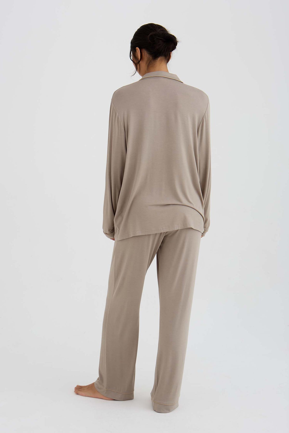Bamboo New Classic Long Pyjama Set In Twig