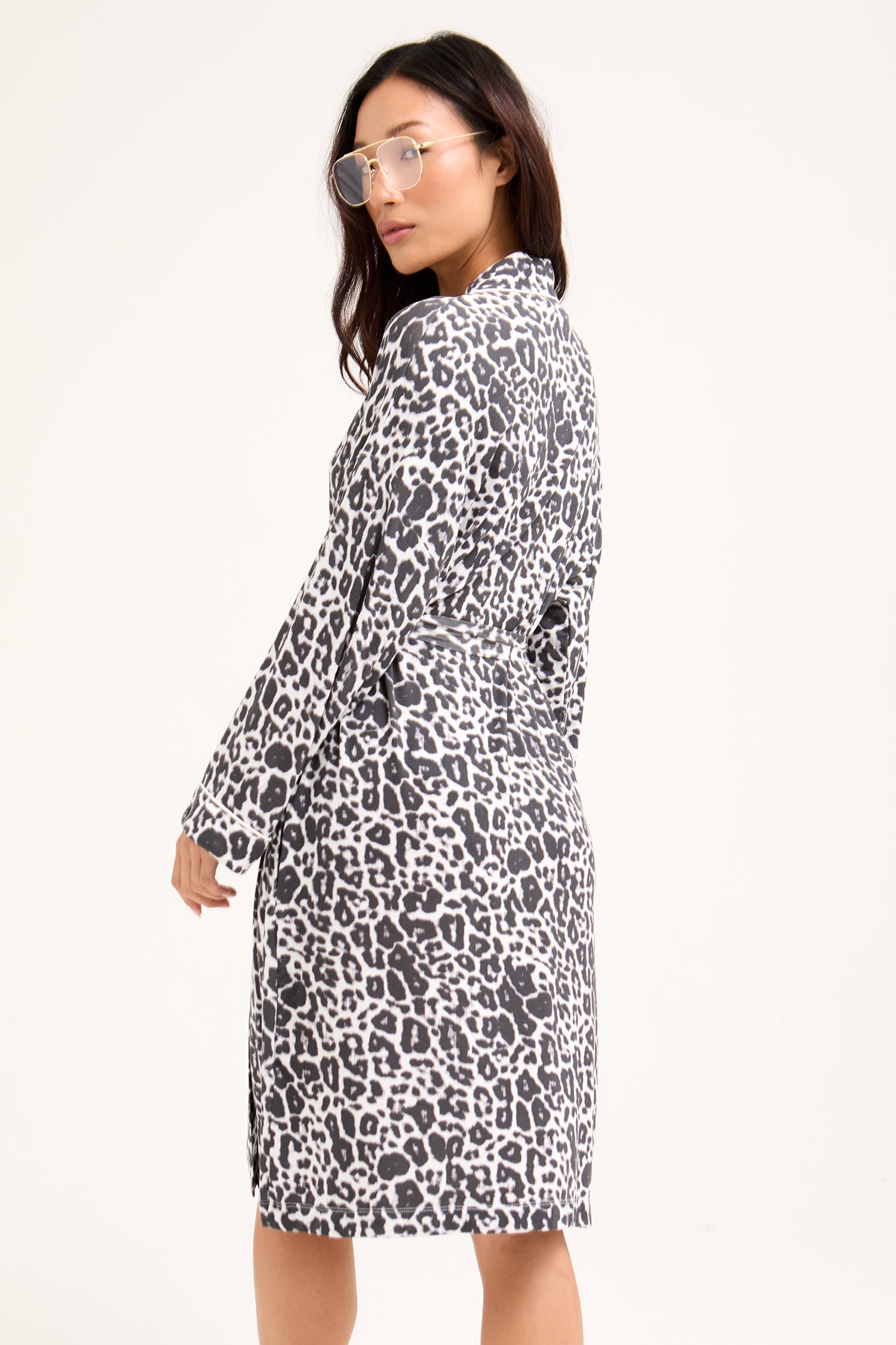 Bamboo Kimono Robe in Luxe Leopard
