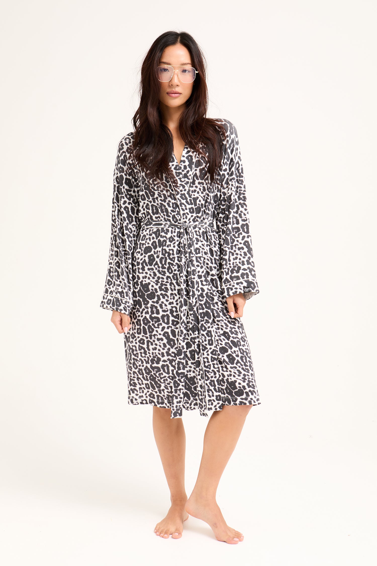 Bamboo Kimono Robe in Luxe Leopard