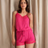 Bamboo Lace Cami Short Pajama Set in Raspberry