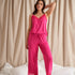 Bamboo Lace Cami Cropped Trouser Pajama Set in Raspberry