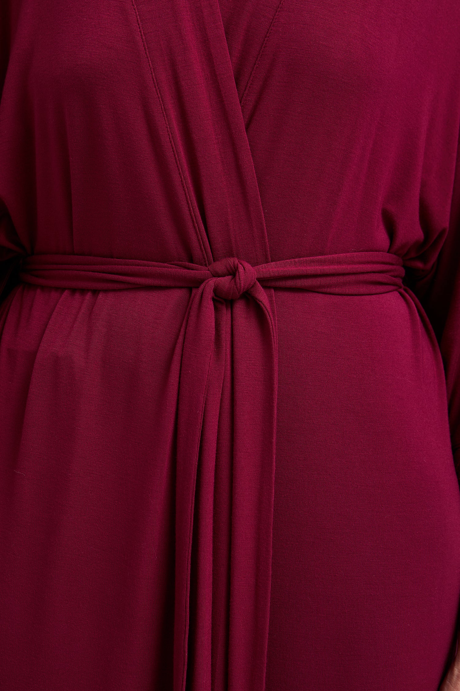 Bamboo Lace Kimono Robe in Bordeaux