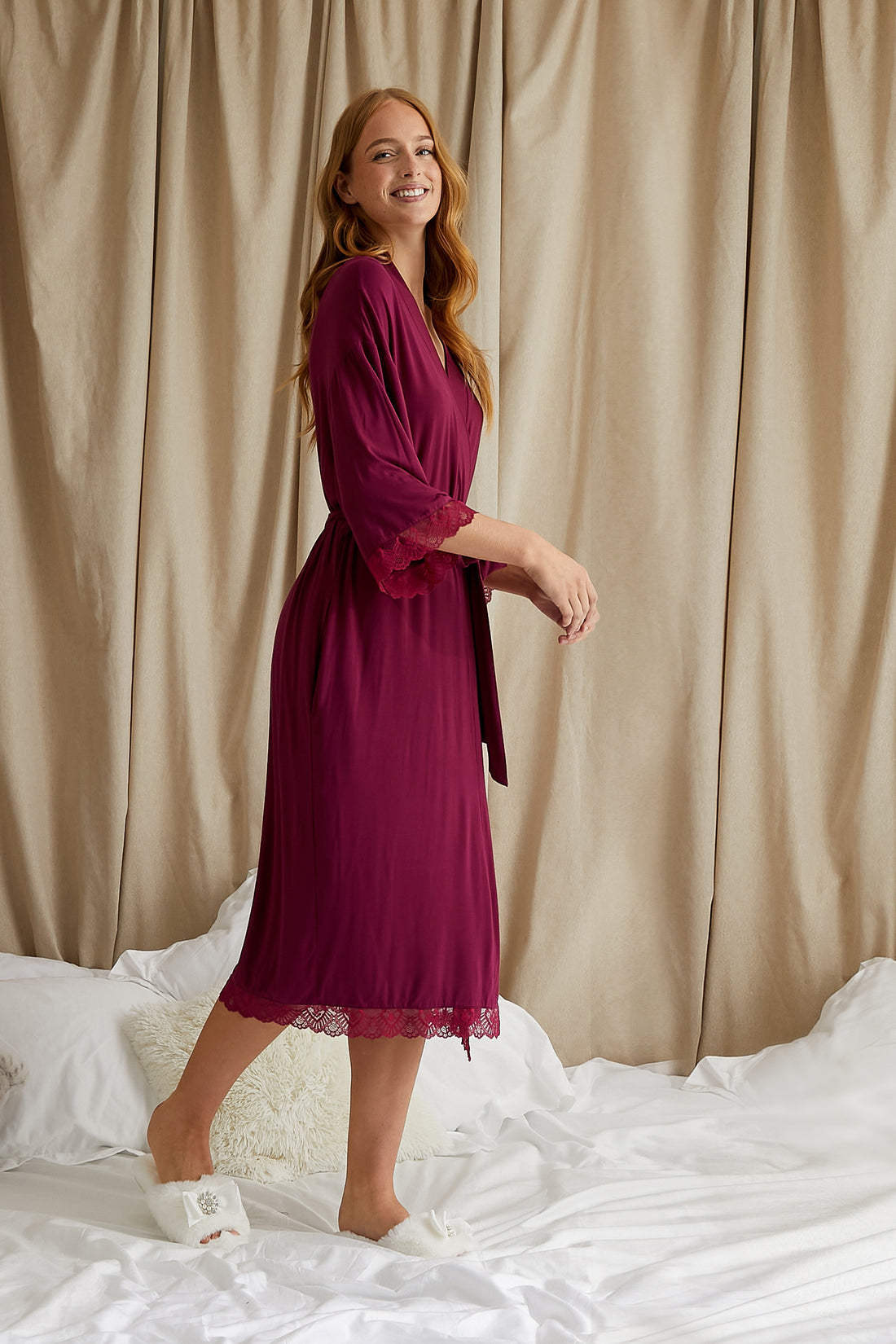 Bamboo Lace Cami Gift Set in Bordeaux