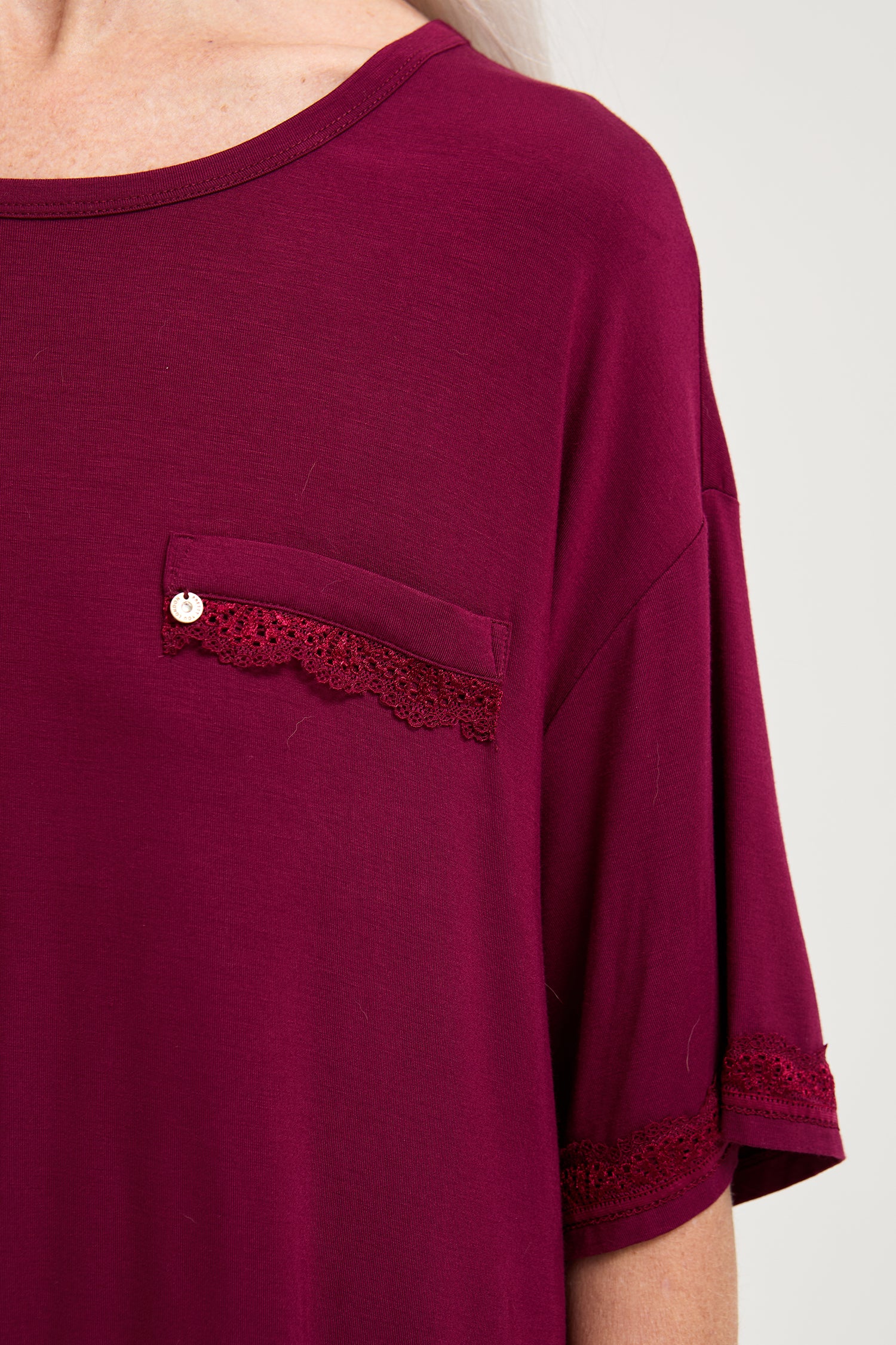 Bamboo Lace Tee Dress in Bordeaux