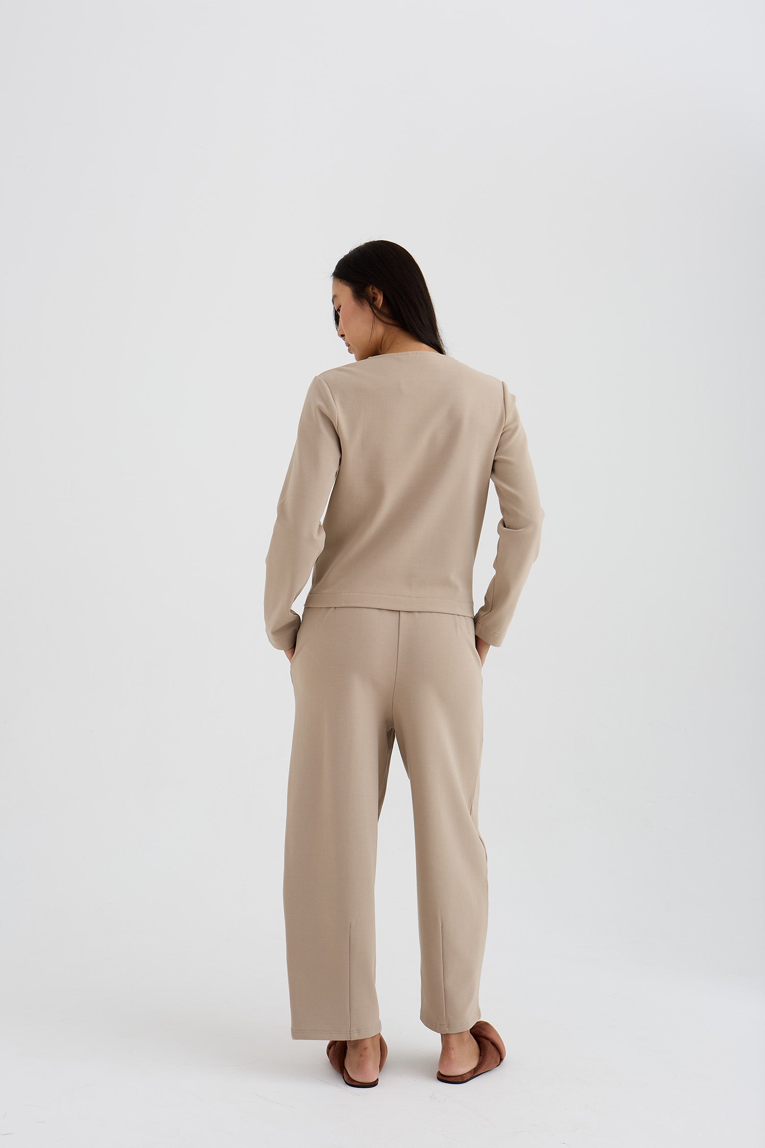 Bamboo Fleece Barrel Joggers In Silver Mink