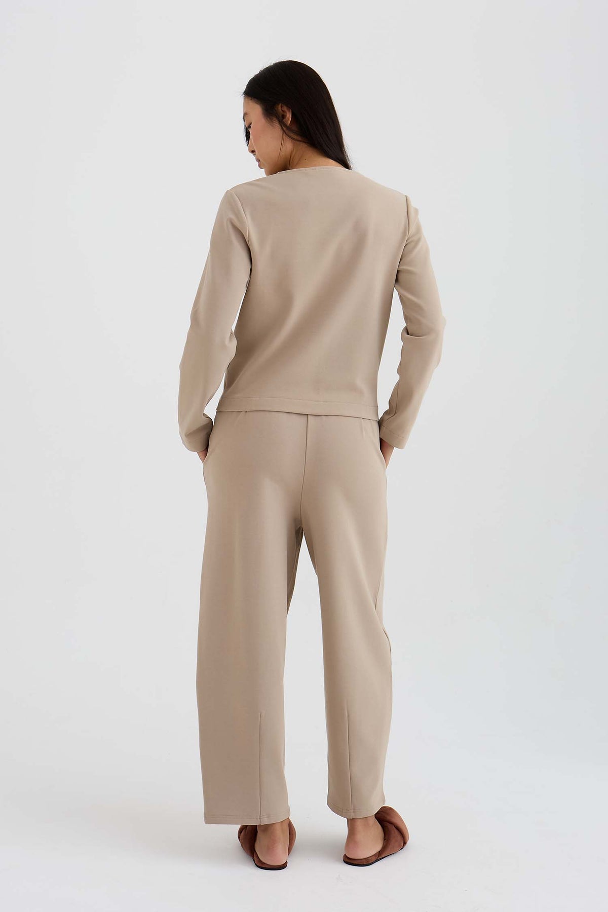 Bamboo Fleece Barrel Joggers In Silver Mink
