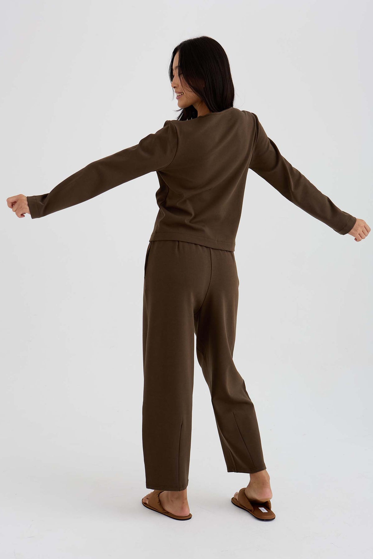 Bamboo Fleece Button Down Top In Slate