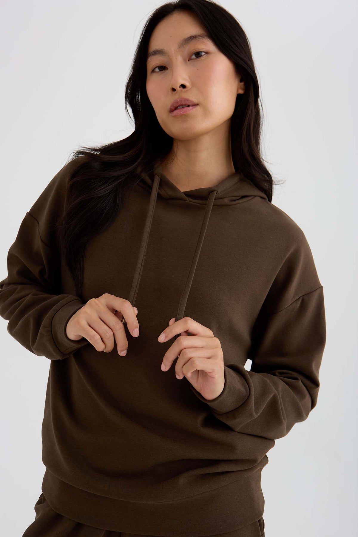Bamboo Fleece Hooded Top In Slate