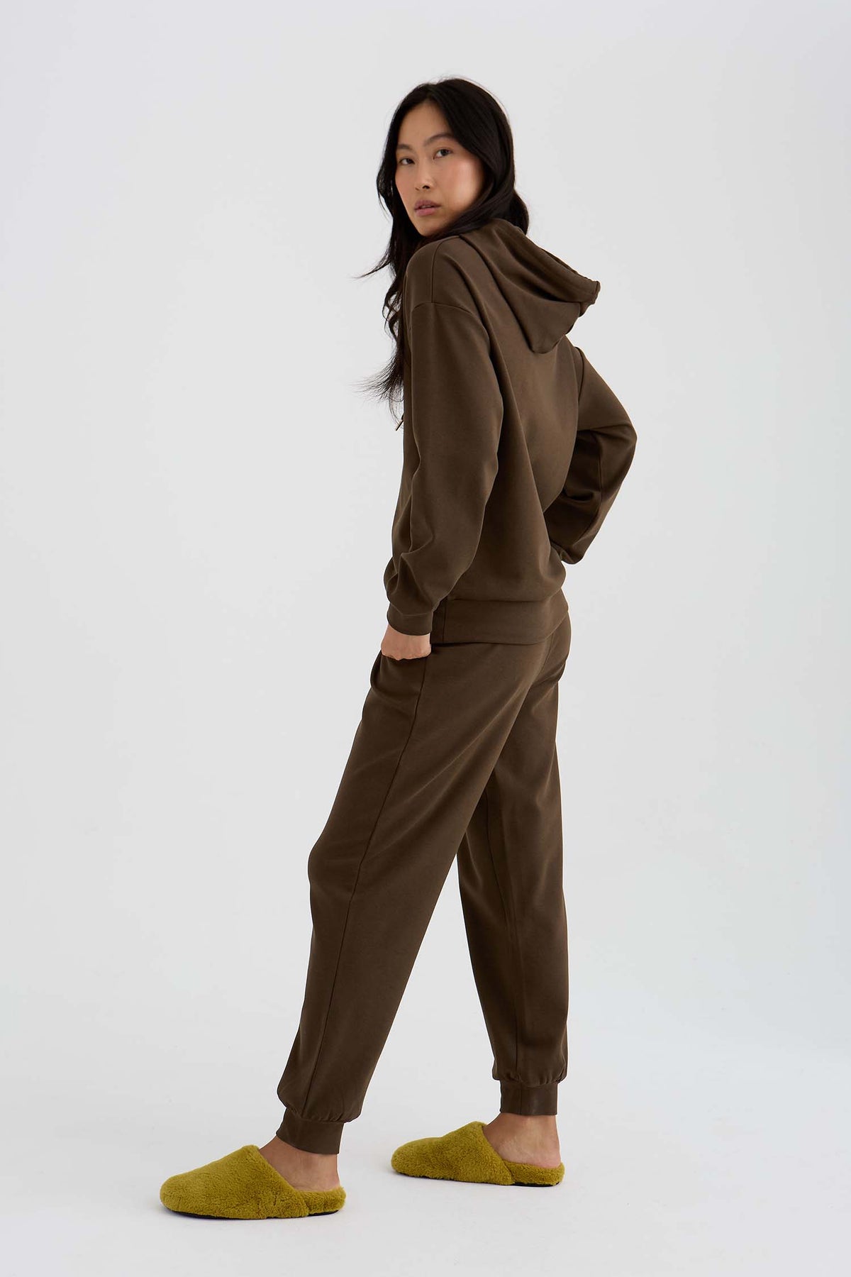 Bamboo Fleece Hooded Top In Slate