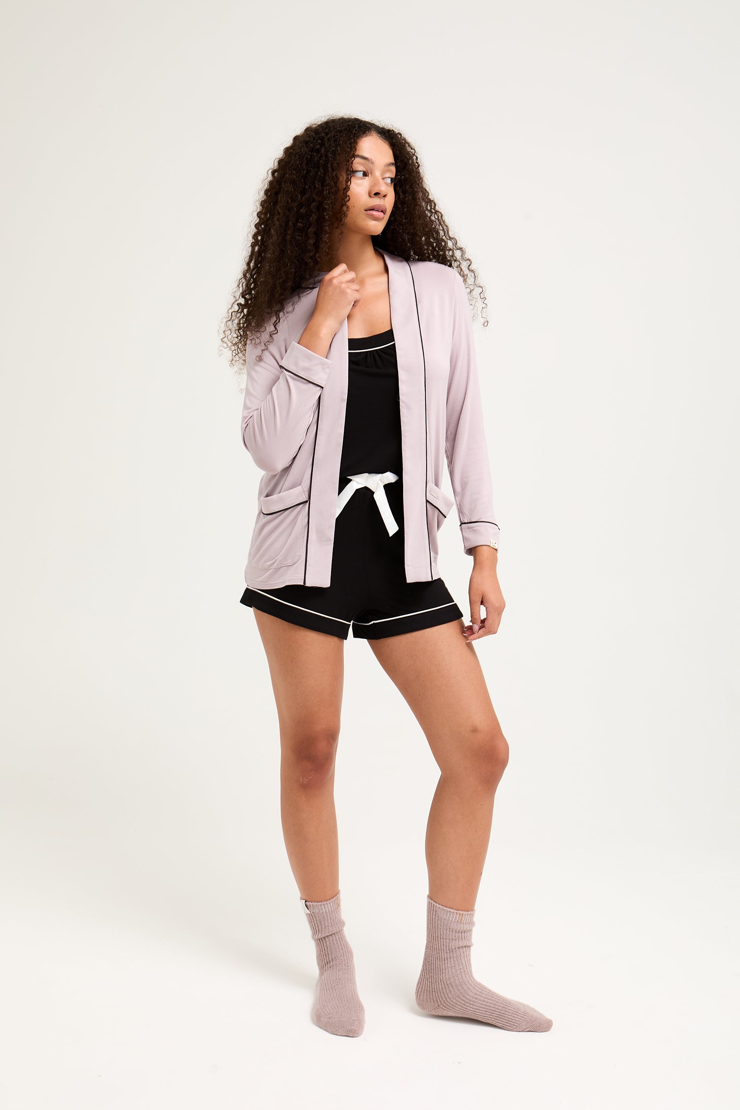Bamboo Nightwear Jacket in Oyster