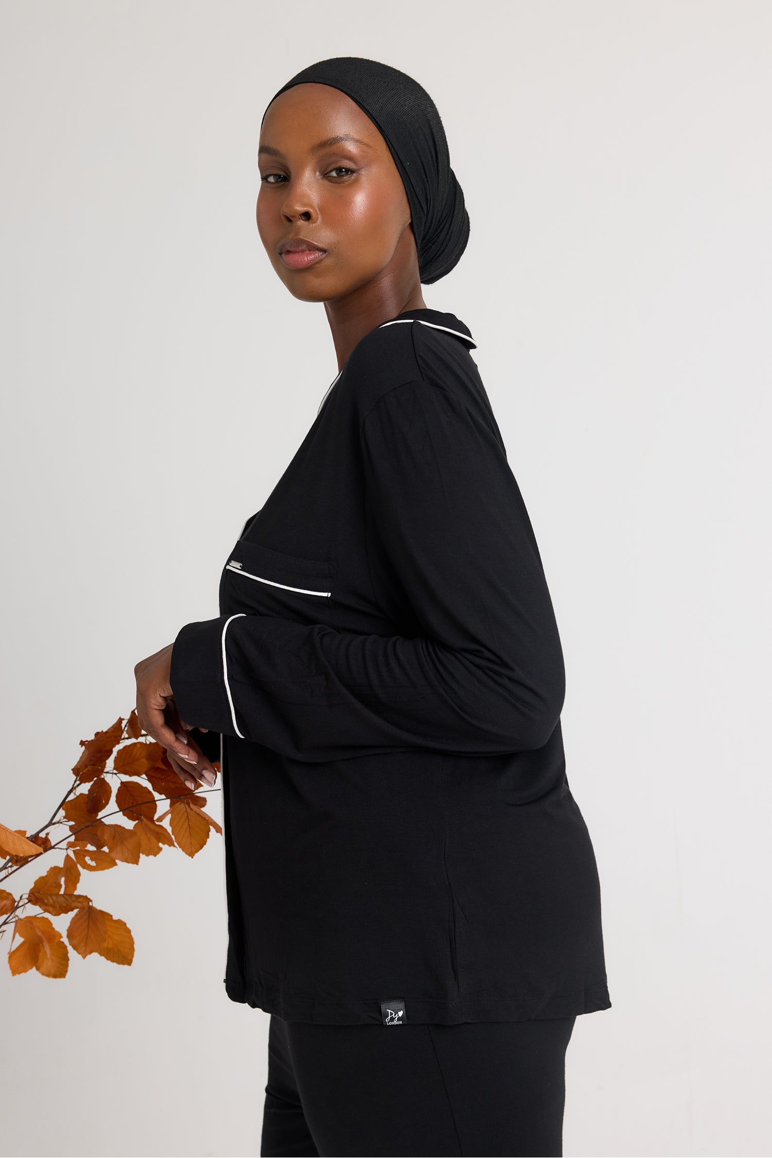 Bamboo Long Pyjama Set in Black