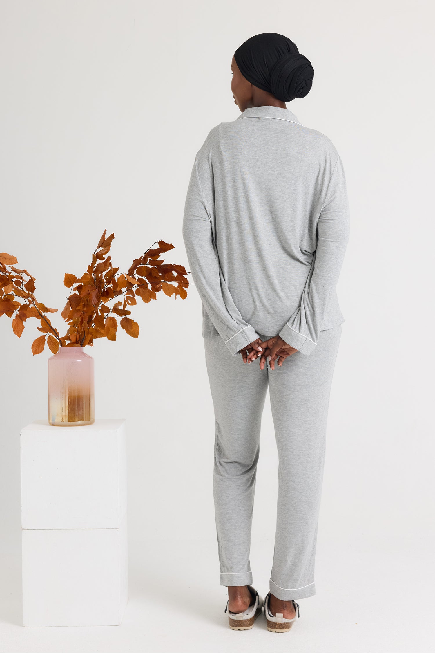 Bamboo Long Pyjama Set in Grey Marl