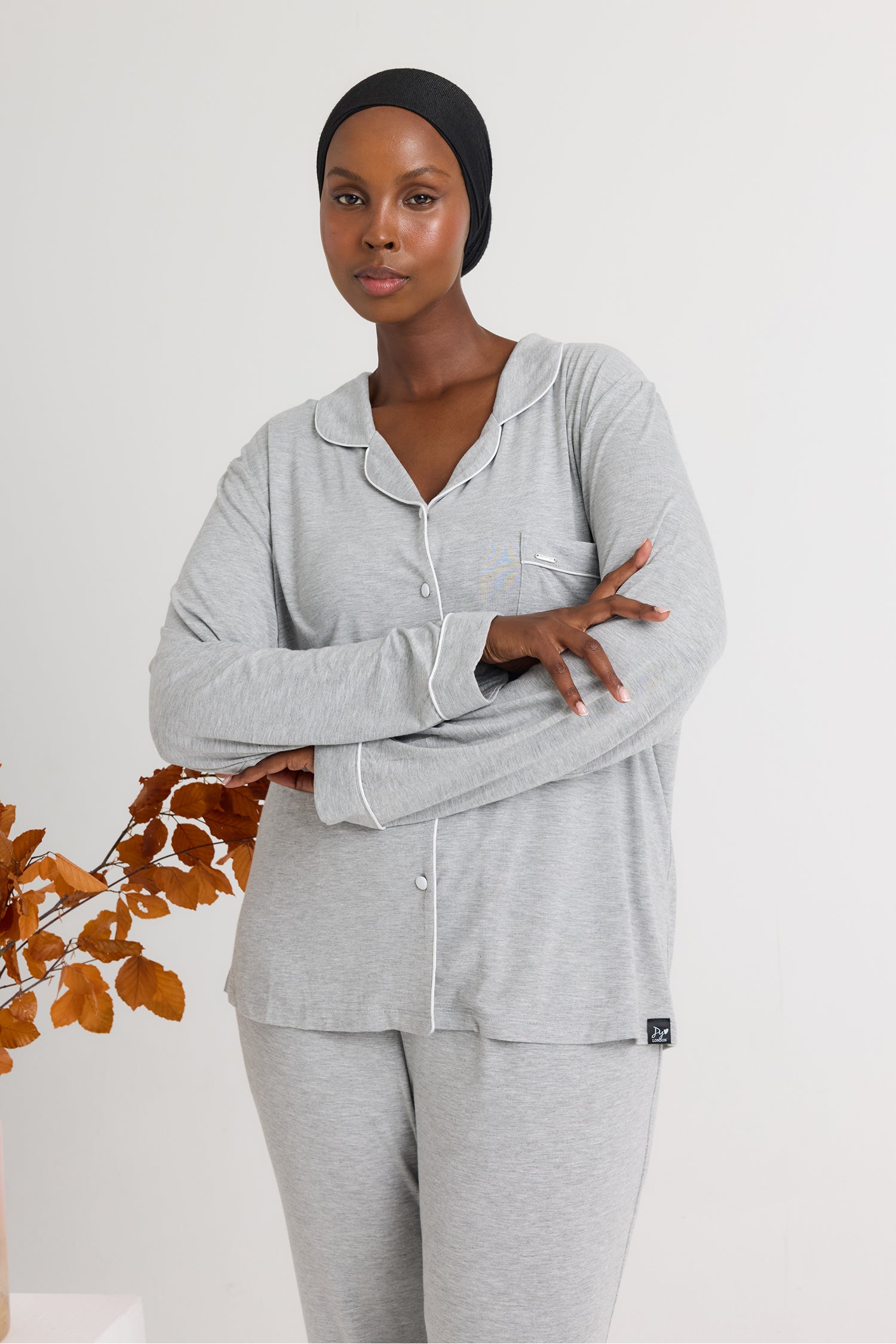 Bamboo Long Pyjama Set in Grey Marl