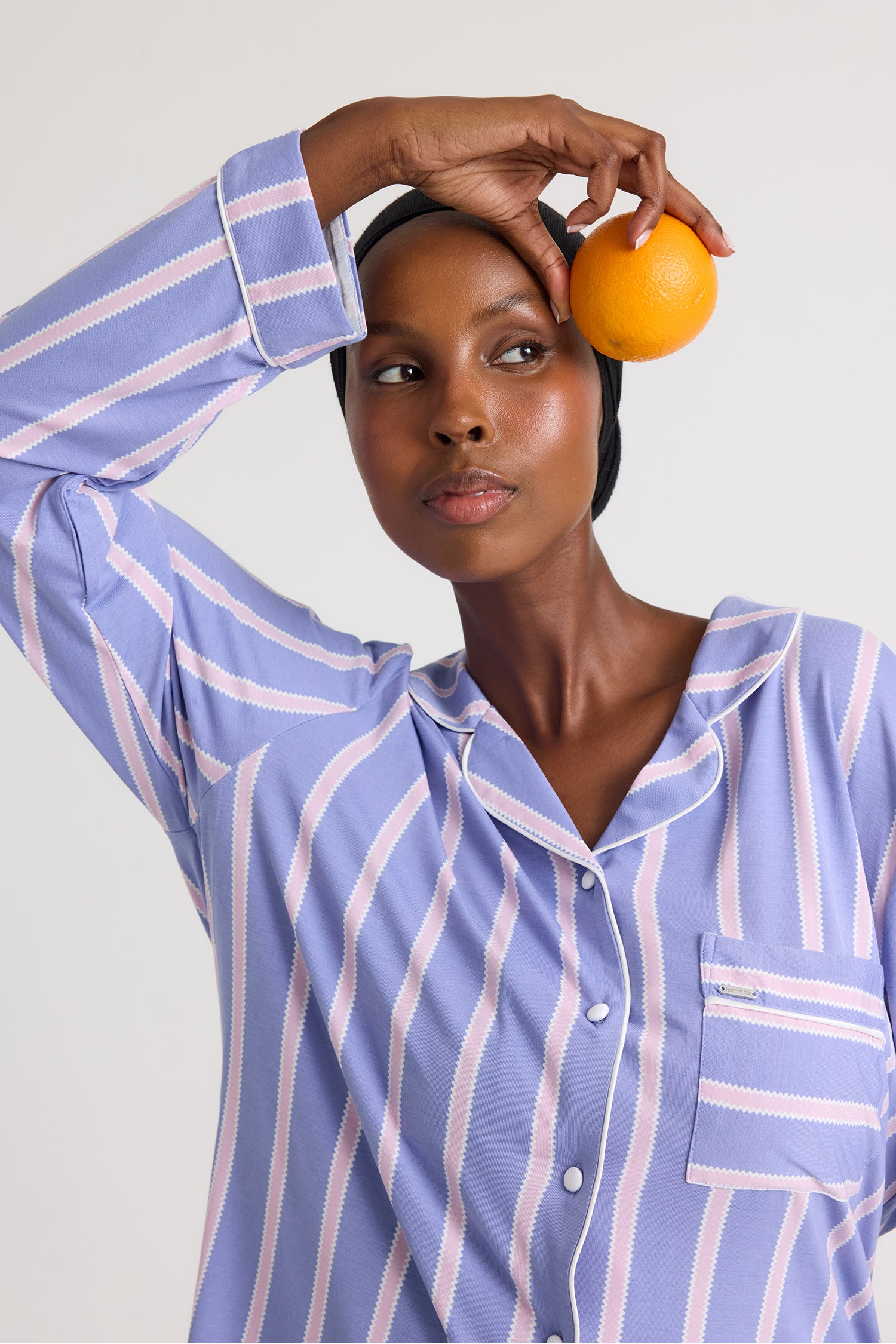 Bamboo Long Pyjama Set in Heather Stripe