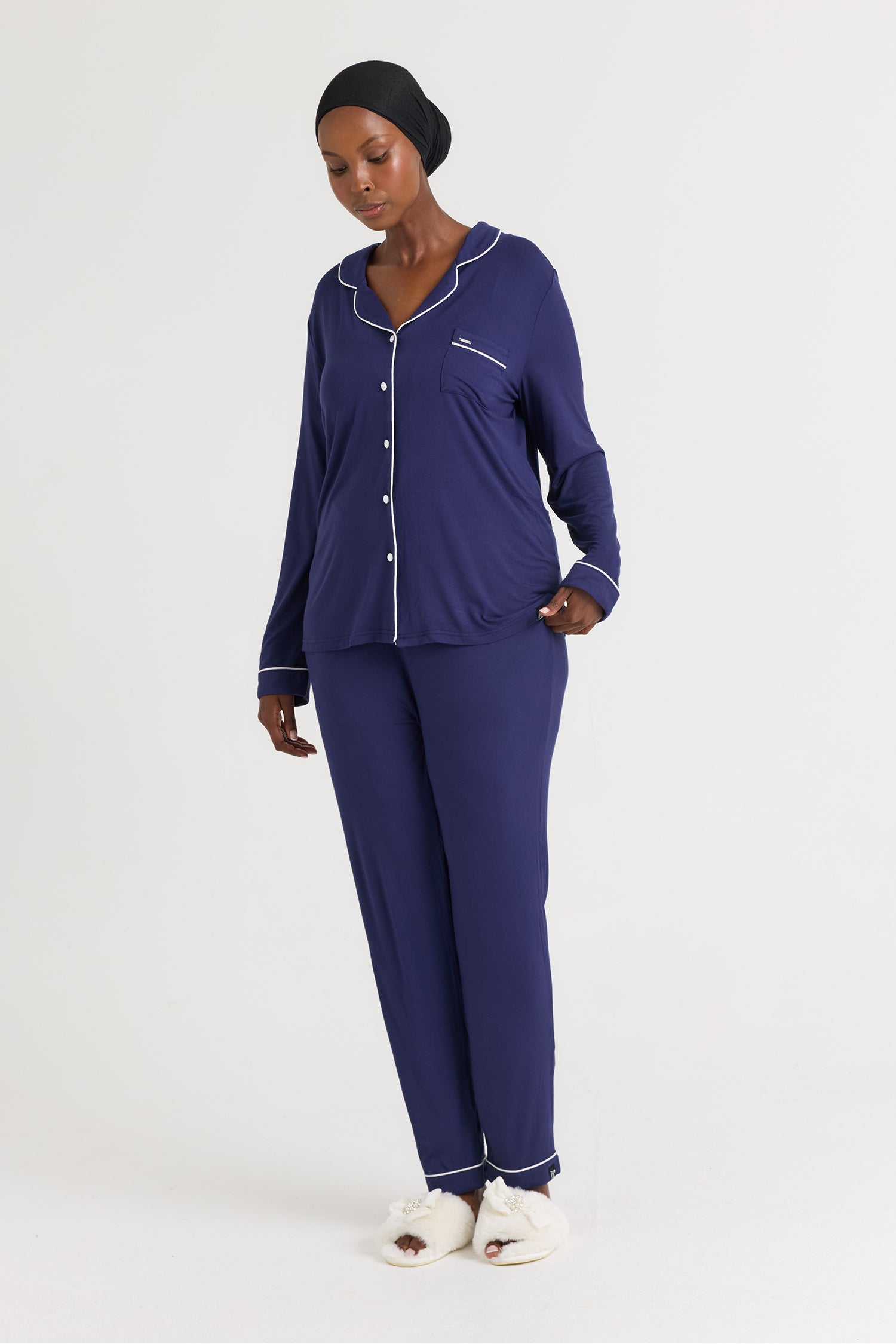 Bamboo Long Pyjama Set in Midnight