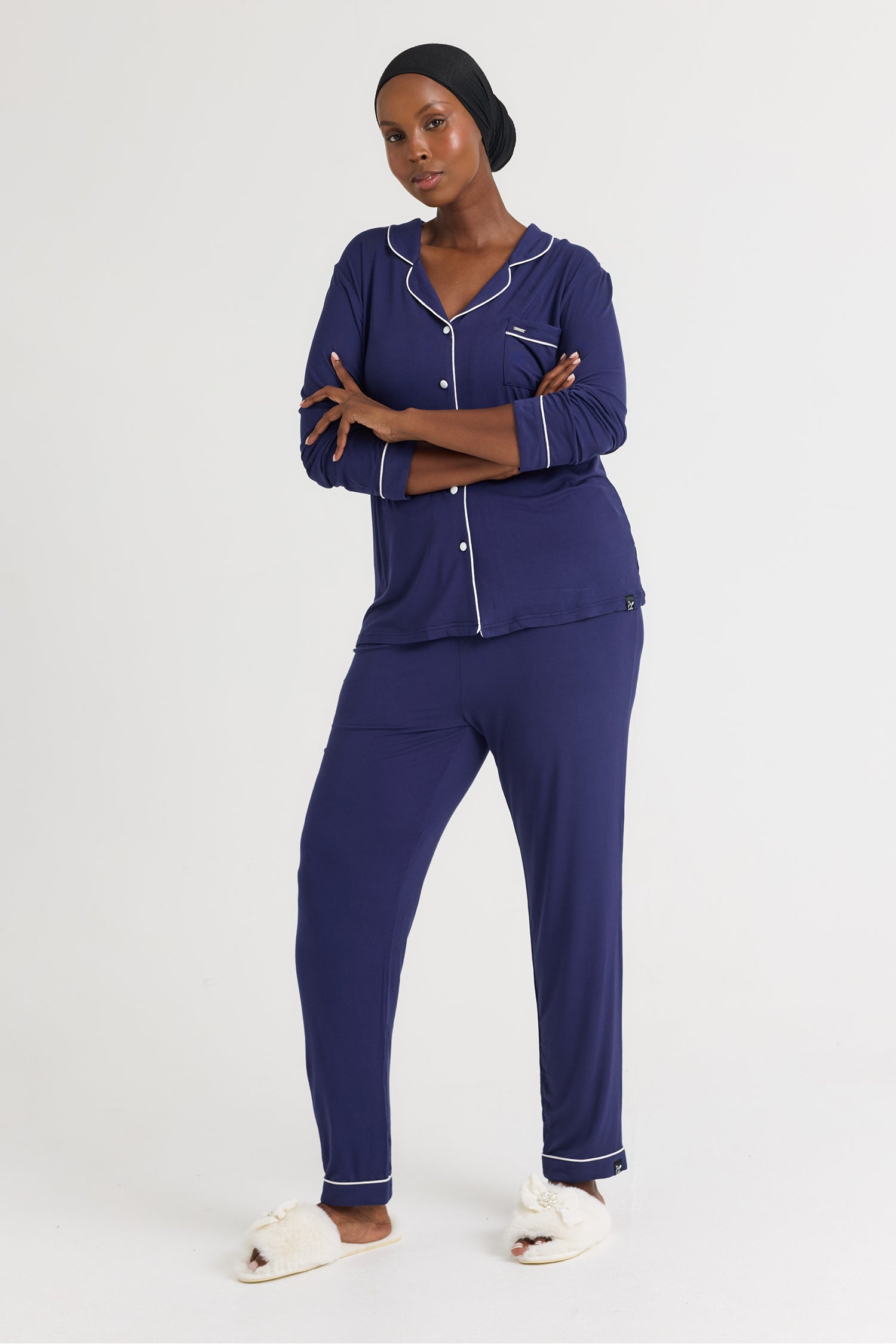 His and Hers Bamboo Pyjama Sets in Midnight