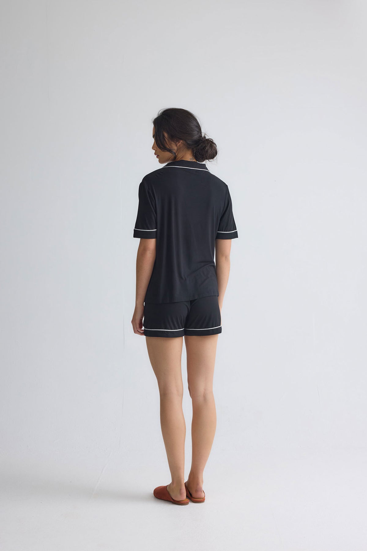 Bamboo Shirt Short Set in Black