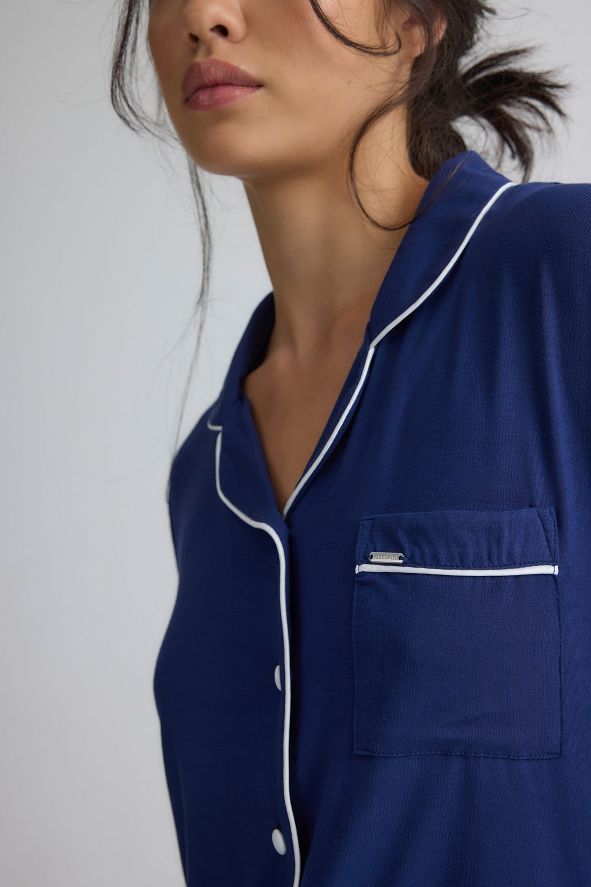 Bamboo Shirt Short Set in Midnight
