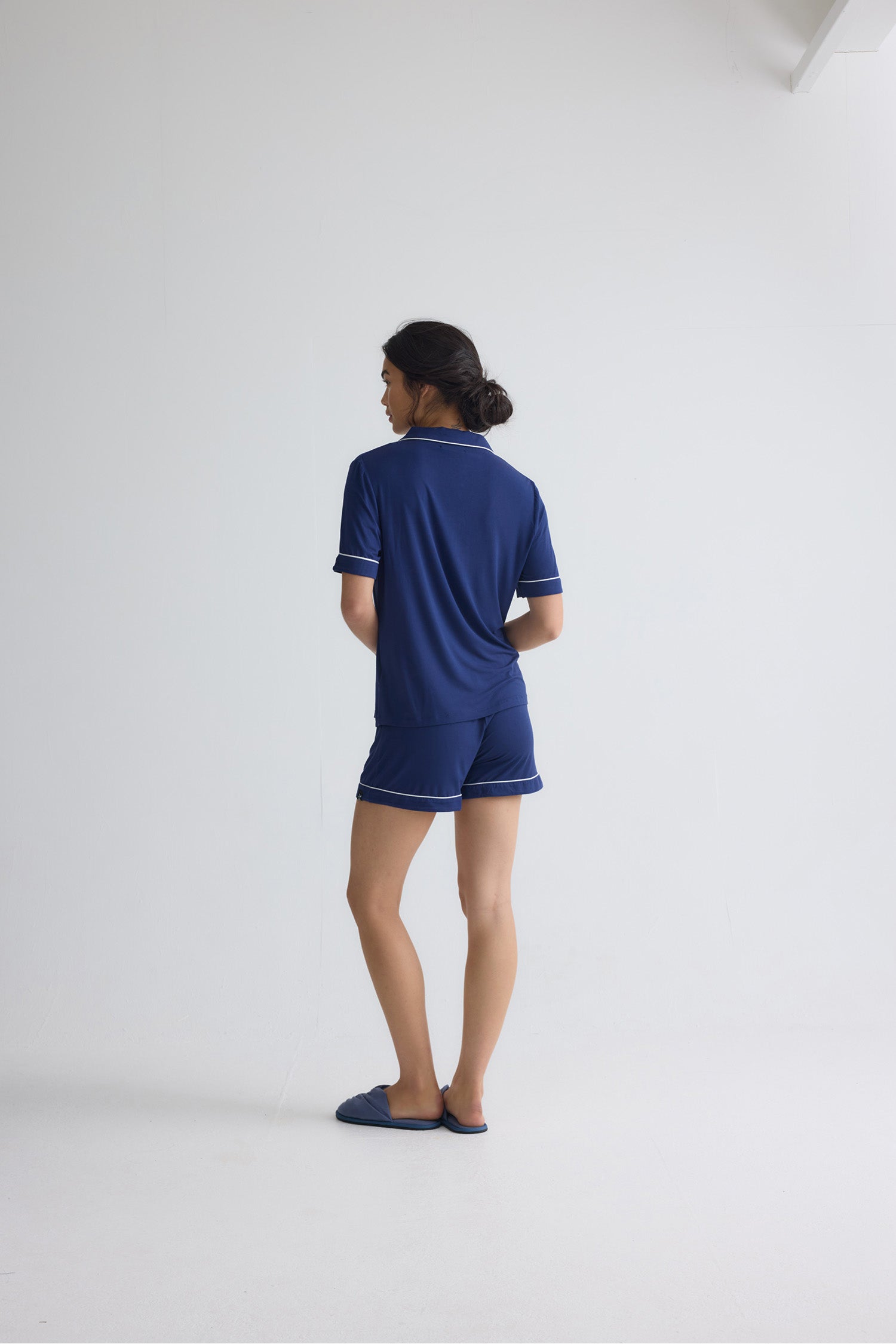 Bamboo Shirt Short Set in Midnight