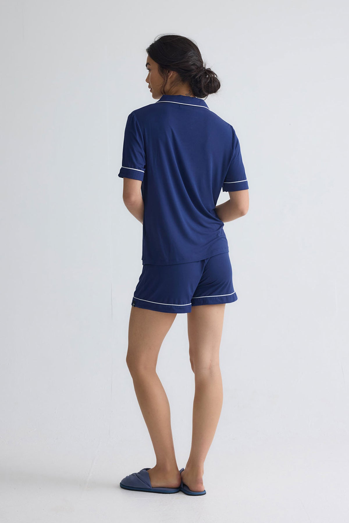 Bamboo Shirt Short Set in Midnight