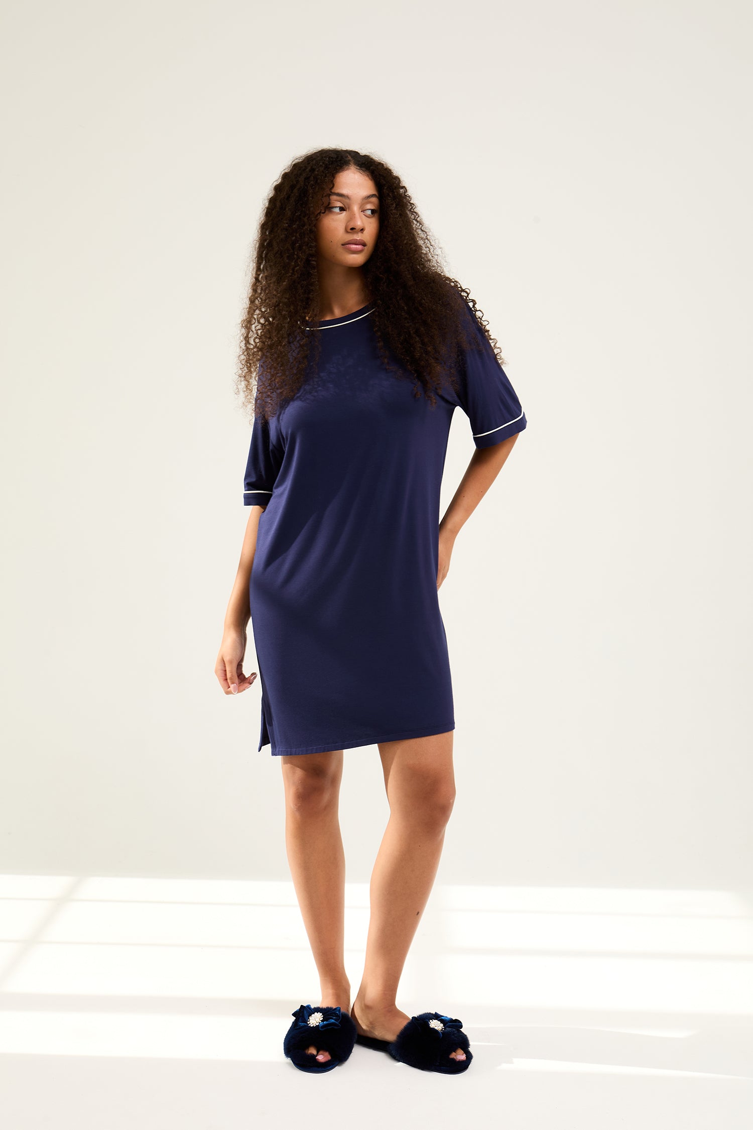 Bamboo Classic Tee Dress in Midnight