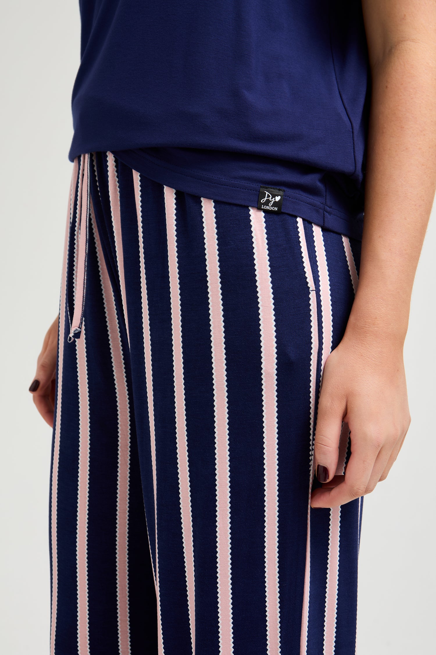 Bamboo Tee and Trouser Set in Midnight Stripe