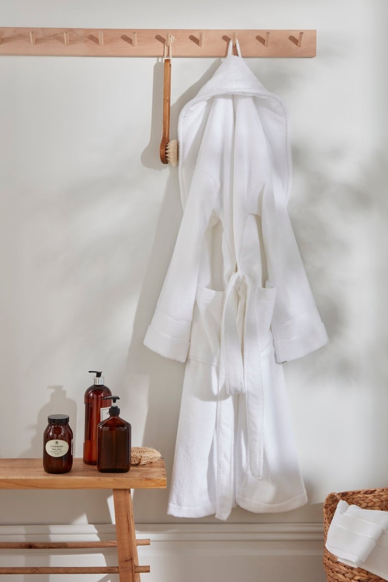 Bamboo Towelling Robe in Cloud WhiteHomeware