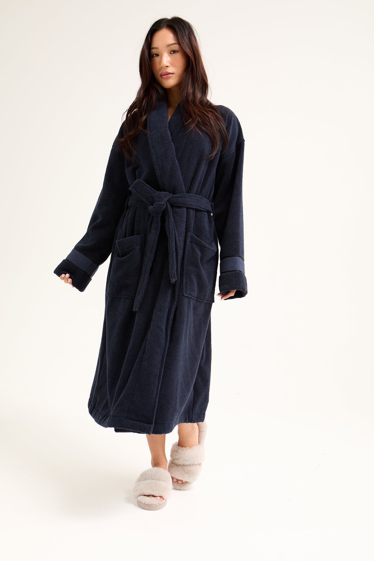 His and Hers Bamboo Towelling Robe in Midnight
